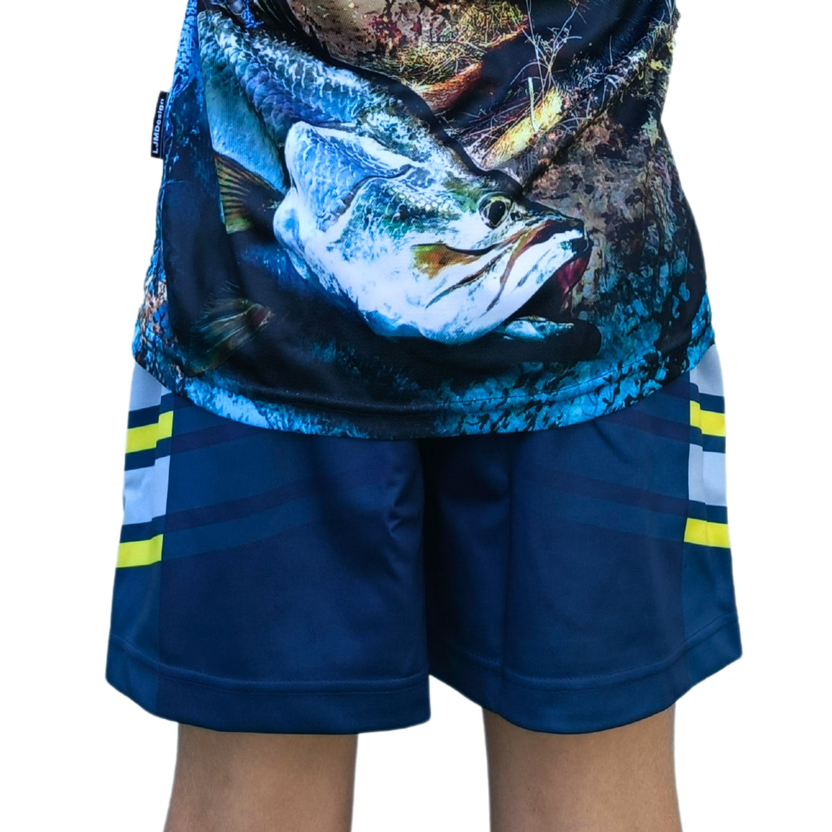 Footy Shorts - Navy and Yellow – Fishing Shirt by LJMDesign