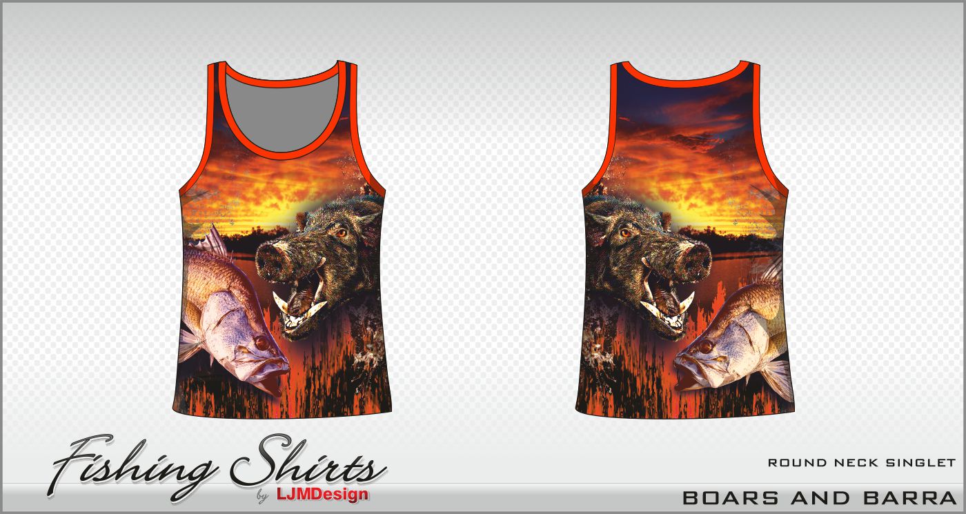 Boar Barra Singlet – Fishing Shirt by LJMDesign