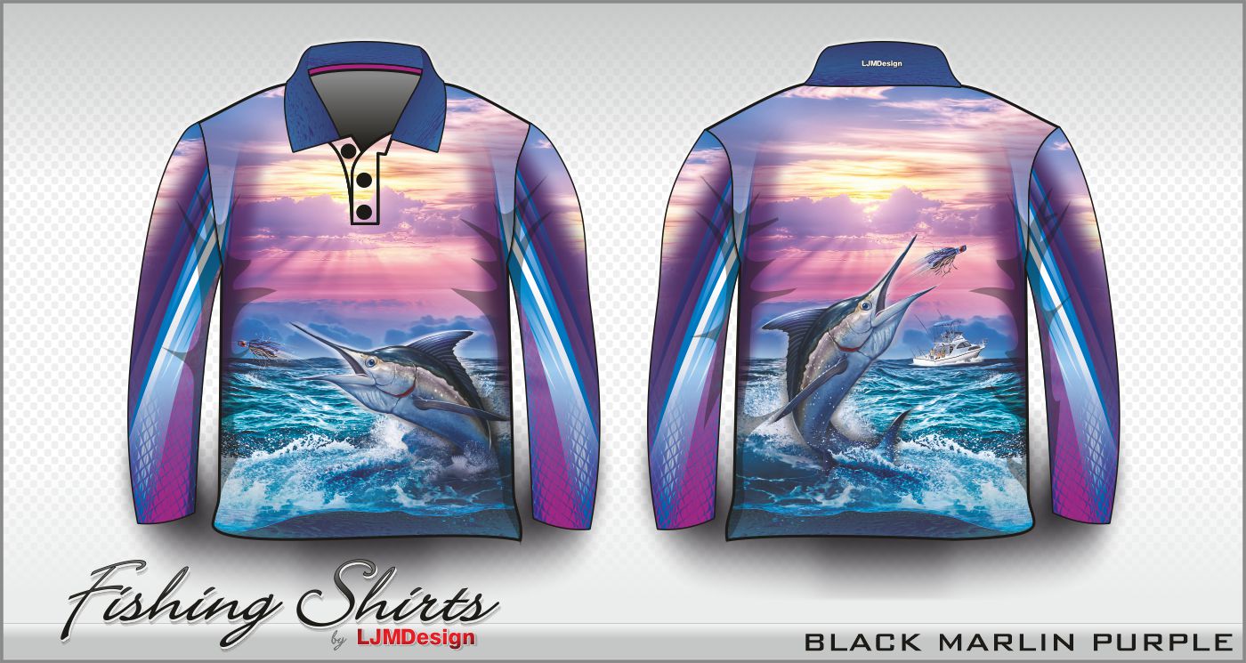 Black Marlin Purple – Fishing Shirt by LJMDesign