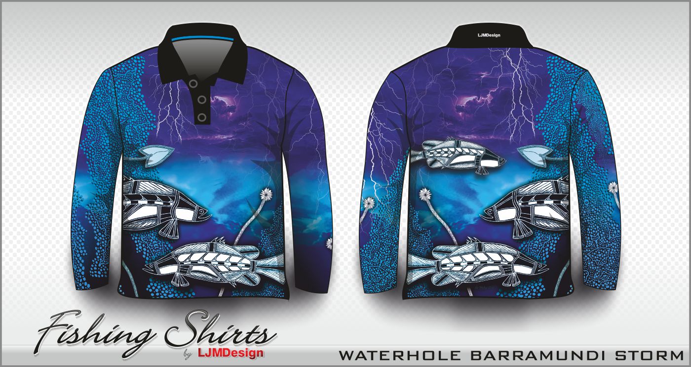 Waterhole Barramundi Storm – Fishing Shirt by LJMDesign