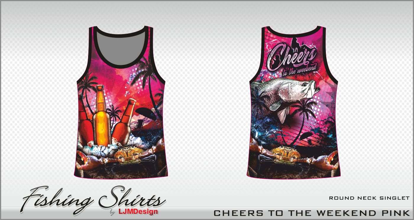 Cheers to the Weekend Fishing Singlet - Pink – Fishing Shirt by LJMDesign