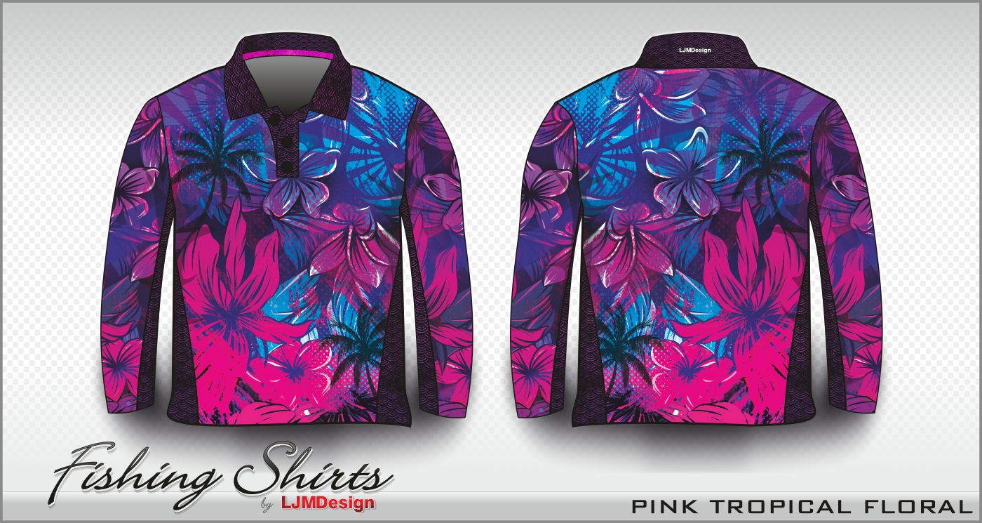 Pink Tropical Floral – Fishing Shirt by LJMDesign