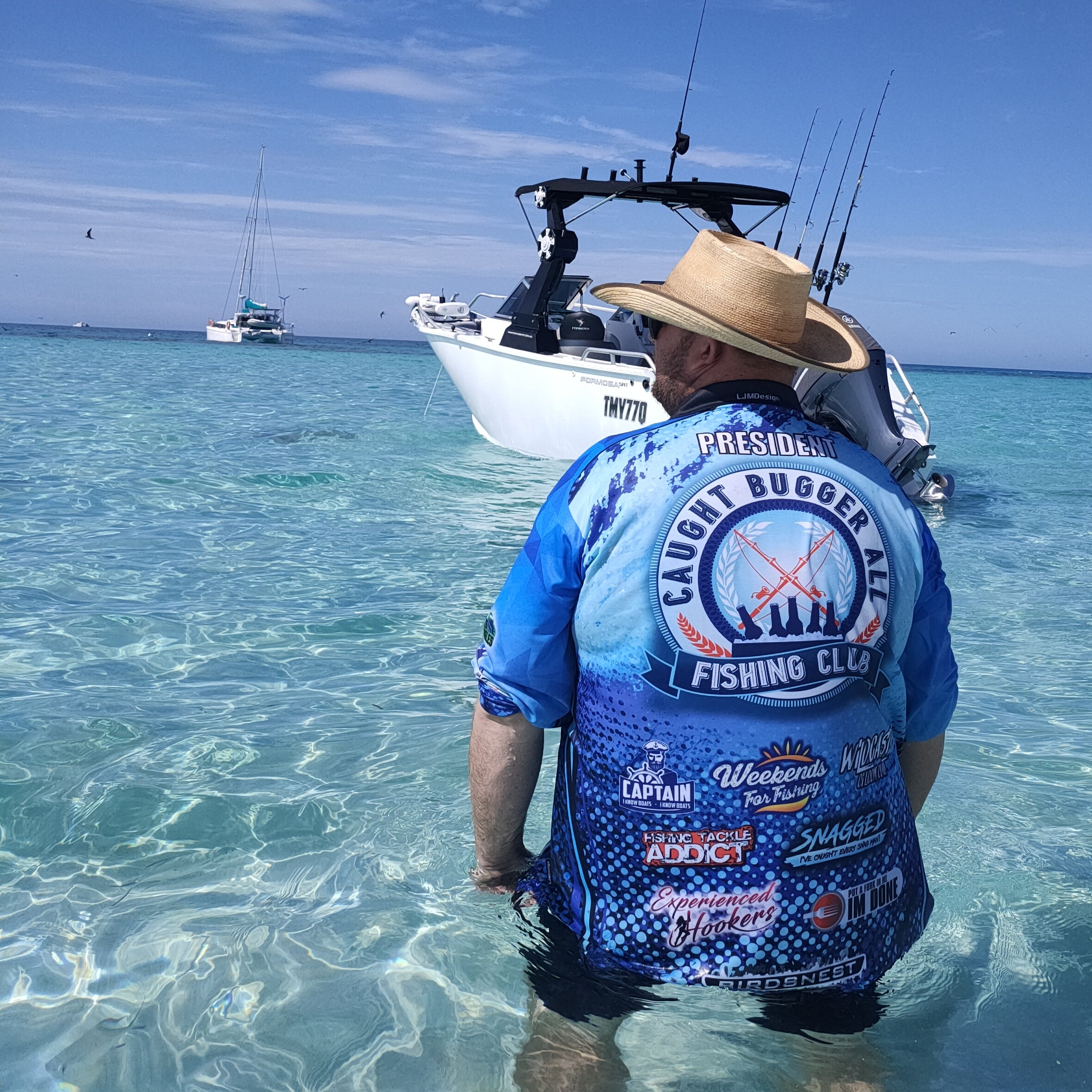 Caught Bugger All Fishing Club Blue – Fishing Shirt by LJMDesign