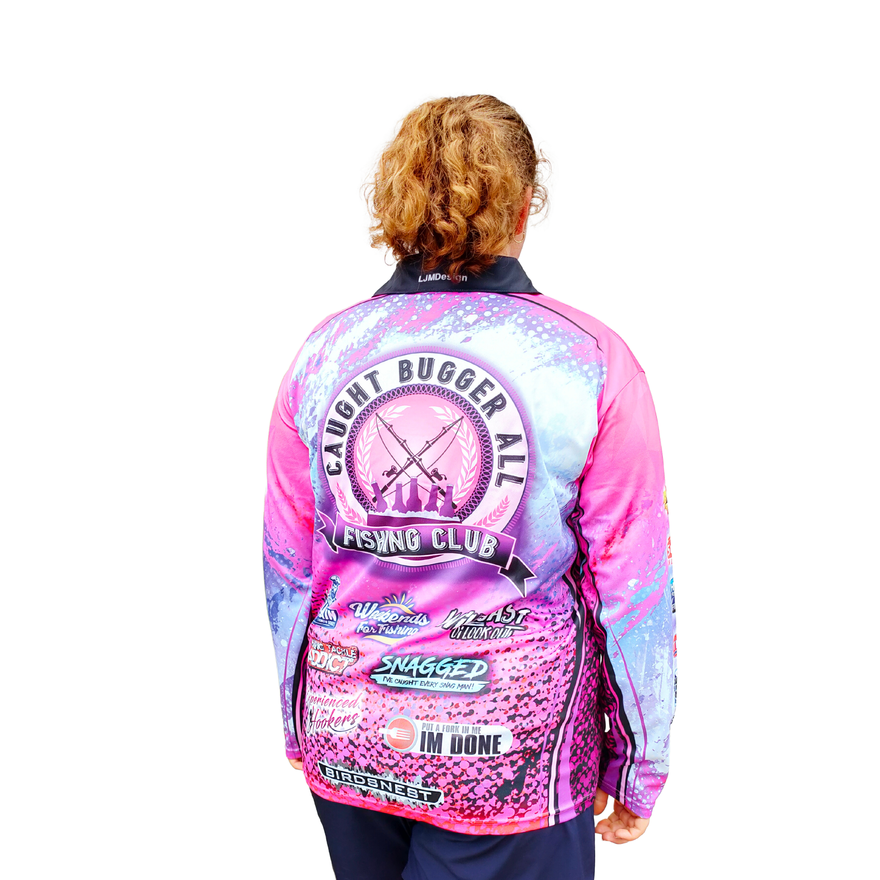 Caught Bugger All Fishing Club Pink – Fishing Shirt by LJMDesign