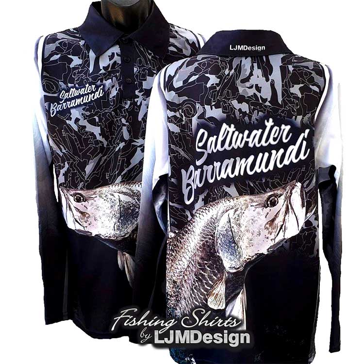 Saltwater Barra - Black Camo – Fishing Shirt by LJMDesign