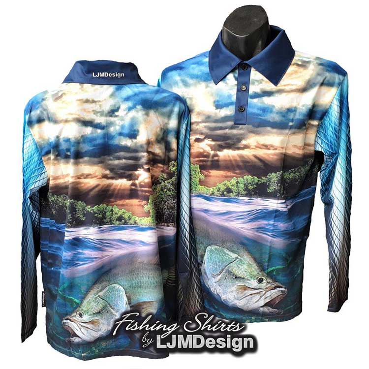 Metre Barramundi Fishing Shirt - With logo – Fishing Shirt by